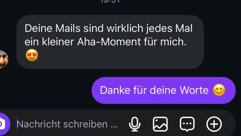 Instagram-Nachricht einer Mutter: Die NaturPost gibt jedes Mal einen kleinen Aha-Moment.