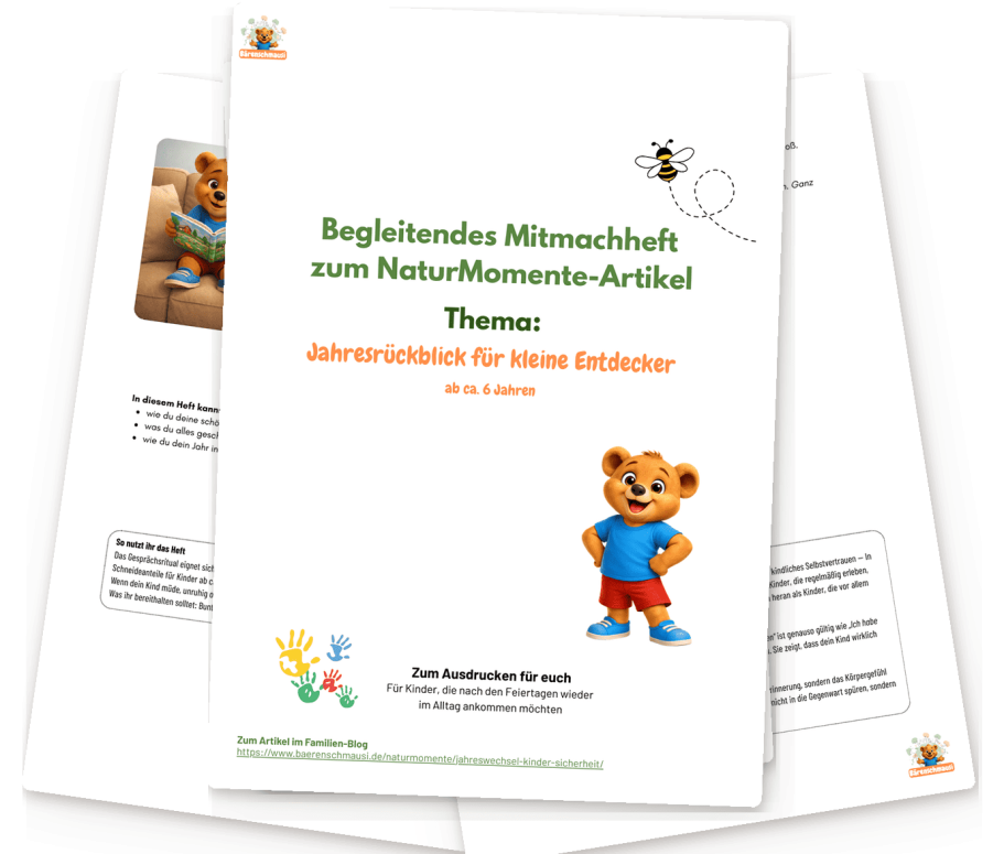 Kostenloses Mitmachheft Jahresrückblick für Kinder Mitmachheft für Kinder zum Jahresrückblick, um schöne Momente zu sammeln und nach den Feiertagen ruhig im Alltag anzukommen.