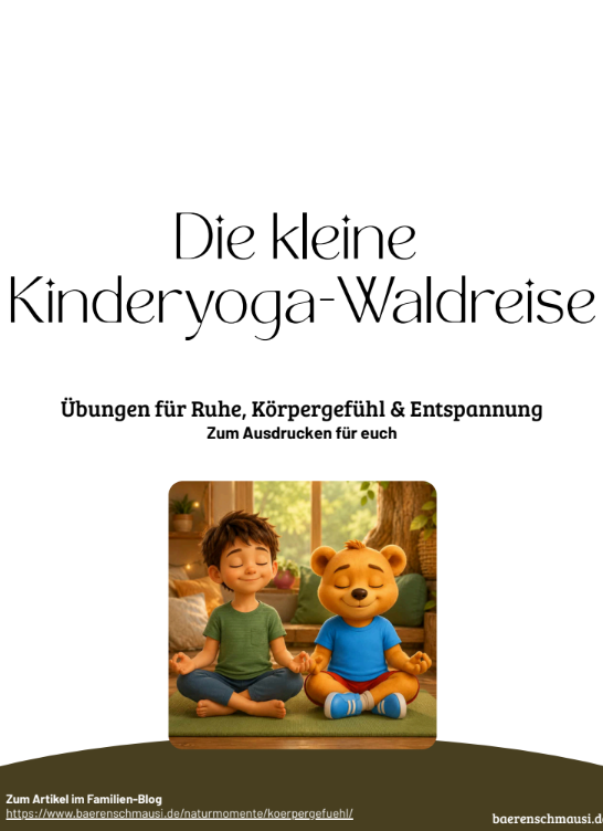 Kostenloses Mitmachheft Kinderyoga-Waldreise – einfache Kinderyoga-Übungen für Kinder 5–8 Jahre, zum Ausdrucken