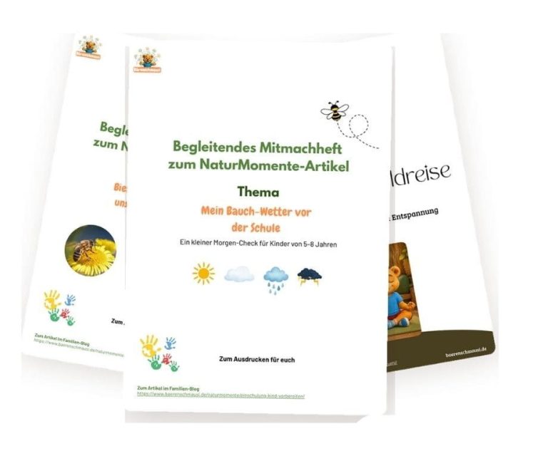 Kostenlose Mitmachhefte und Familien-PDFs von Bärenschmausi mit Übungen zu Körpergefühl, Selbstregulation und Bauchgefühl für Kinder zwische