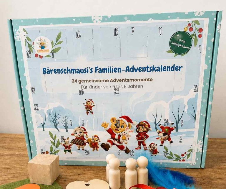 Bärenschmausi Familien-Adventskalender mit 24 Mitmach-Ideen statt Süßigkeiten – Adventskalender für Kinder zwischen 5 und 8 Jahren mit gemei