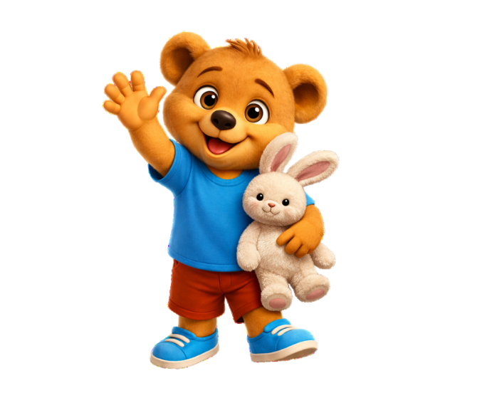 Bärenschmausi Figur – Maskottchen der Entdeckerwelt für Körperbewusstsein und Gefühle bei Kindern 5–8 Jahre